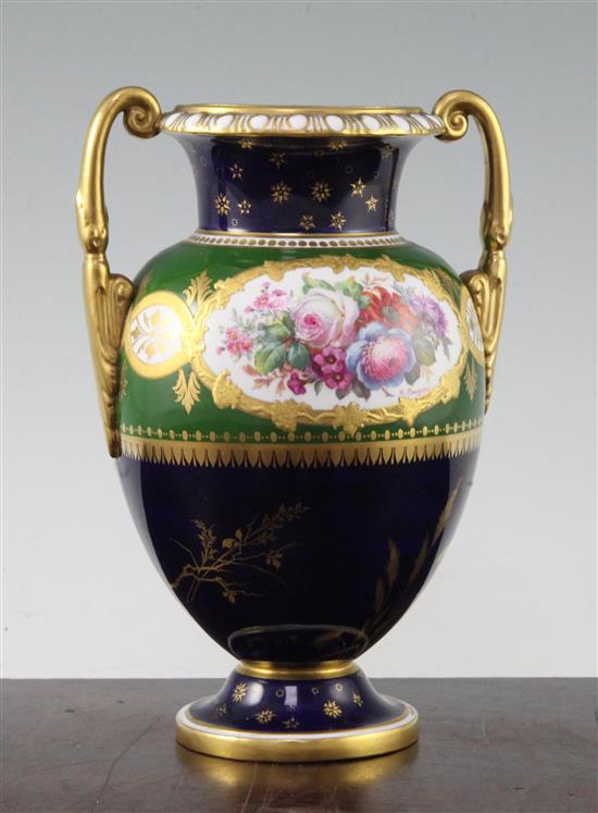 A Royal Crown Derby two handled vase, 18.5cm